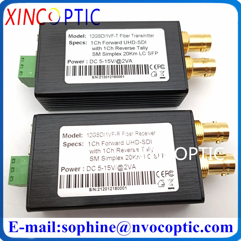 1Ch แปลงไฟเบอร์ออปติก12G SDI แบบมินิพร้อมโมดูลรับส่งสัญญาณ TALLY and SMF BIDI 20กม. LC SFP