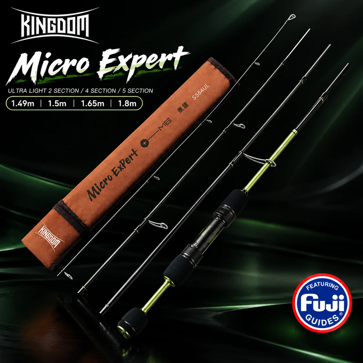 canna-da-pesca-kingdom-micro-expert-stream-149m-15m-165m-18m-ul-mf-24-30t-in-fibra-di-carbonio-con-anelli-fuji-a-canna-da-spinning-e-casting-da-viaggio