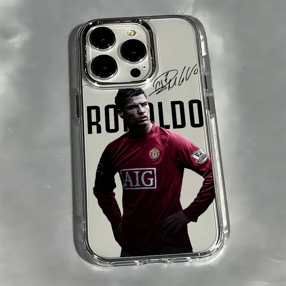 Funda transparente suave de futbolistas famosos C-CR7 para iPhone 17 16e 16 15 14 13 12 11 mini Pro Max X XR Air Plus 5