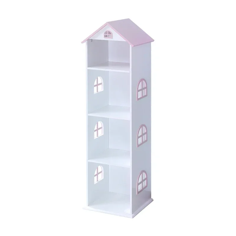 Bookshelf Modern Wood Kids Bookcase 4 Tiers Doll House Book Shelf for Kids Room Living Room Furniture