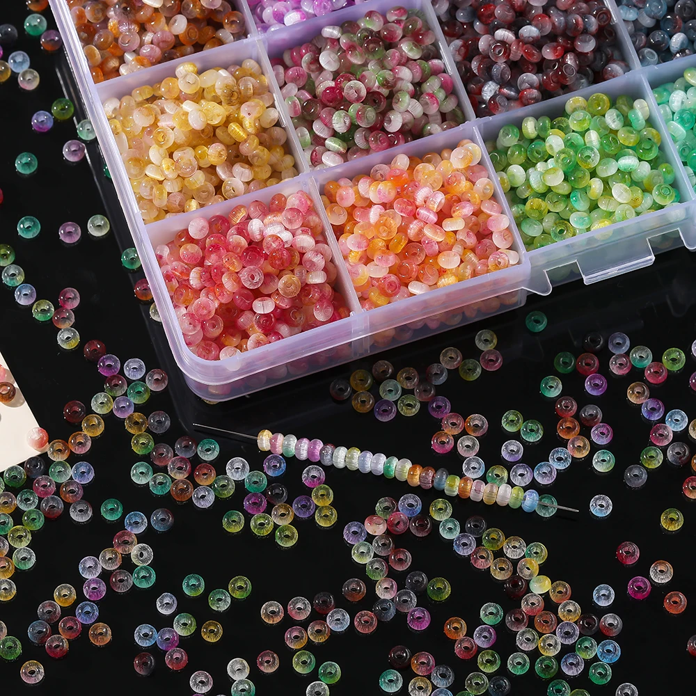 100 قطعة/الوحدة 2.5*4 مللي متر الزجاج الملون البذور الخرز القط العين فضفاض خزر عازل ل سوار ذاتي الصنع قلادة صنع المجوهرات اكسسوارات #4