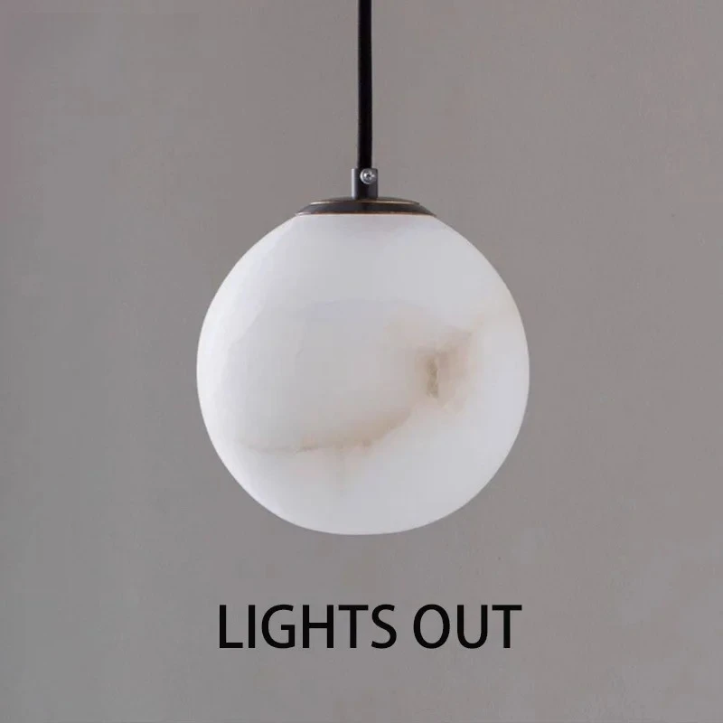 2026 Spanish Marble Small Pendant Light Modern Natural Stone Hanging Chandelier for Bedroom Living Room Dining Room Decor