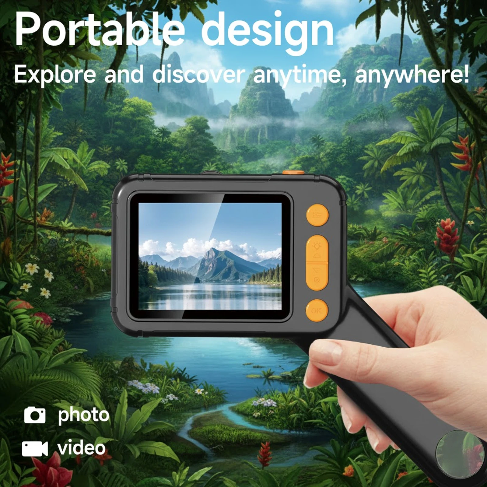 2.8 Inch Digital Microscope for Kids Adults IPS Screen 500X Magnification 4 Level LED Light Compatible with Windows Mac OS