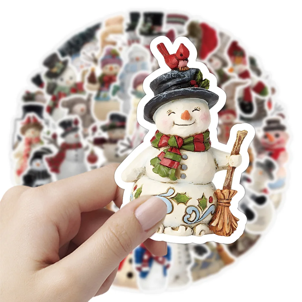 10/30/50PCS Cute Snowman Stickers Christmas Decoration Gift DIY Notebook Laptop Phone Bike Fridge Waterproof Cartoon Decals Toys