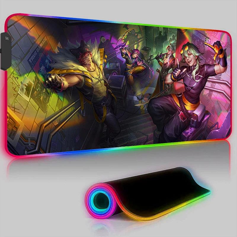 

League of Legends Mouse Pad Laptop Kayn Aphelios Ezreal Yone Gaming Mousepad LED PC Gamer Accessories Keyboard Rug RGB Desk Mat