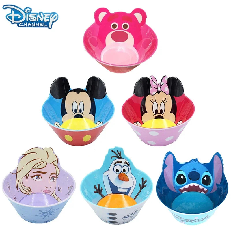 Disney Mickey Minnie Bowl Cartoon Belle Elsa Olaf Cute Bowl Silicone Placemat Child Sleeping Beauty Baby Feeding Bowl Pink Gift