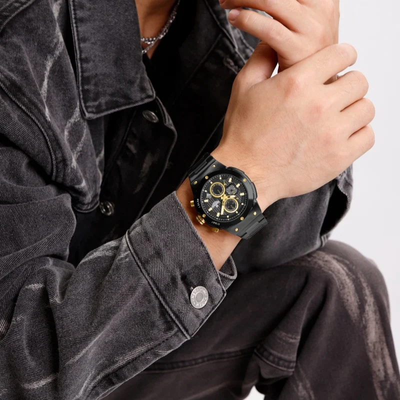 NAVIFORCE 8072 Men's Quartz Watch Calendar Chronograph Luminous Waterproof Stainless Steel Strap Casual Sports Watches for Men