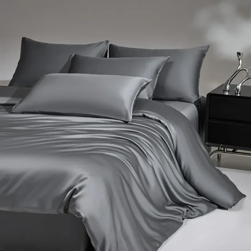 3/4pcs Mulberry Silk Bedding Set Duvet Cover Flat Sheet Pillowcase Set Natural Silk Single Queen King Duvet Set Gift Box