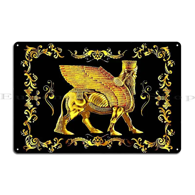 Golden Lamassu Metal Sign Club Party Print Bar Kitchen Club Tin Sign Poster