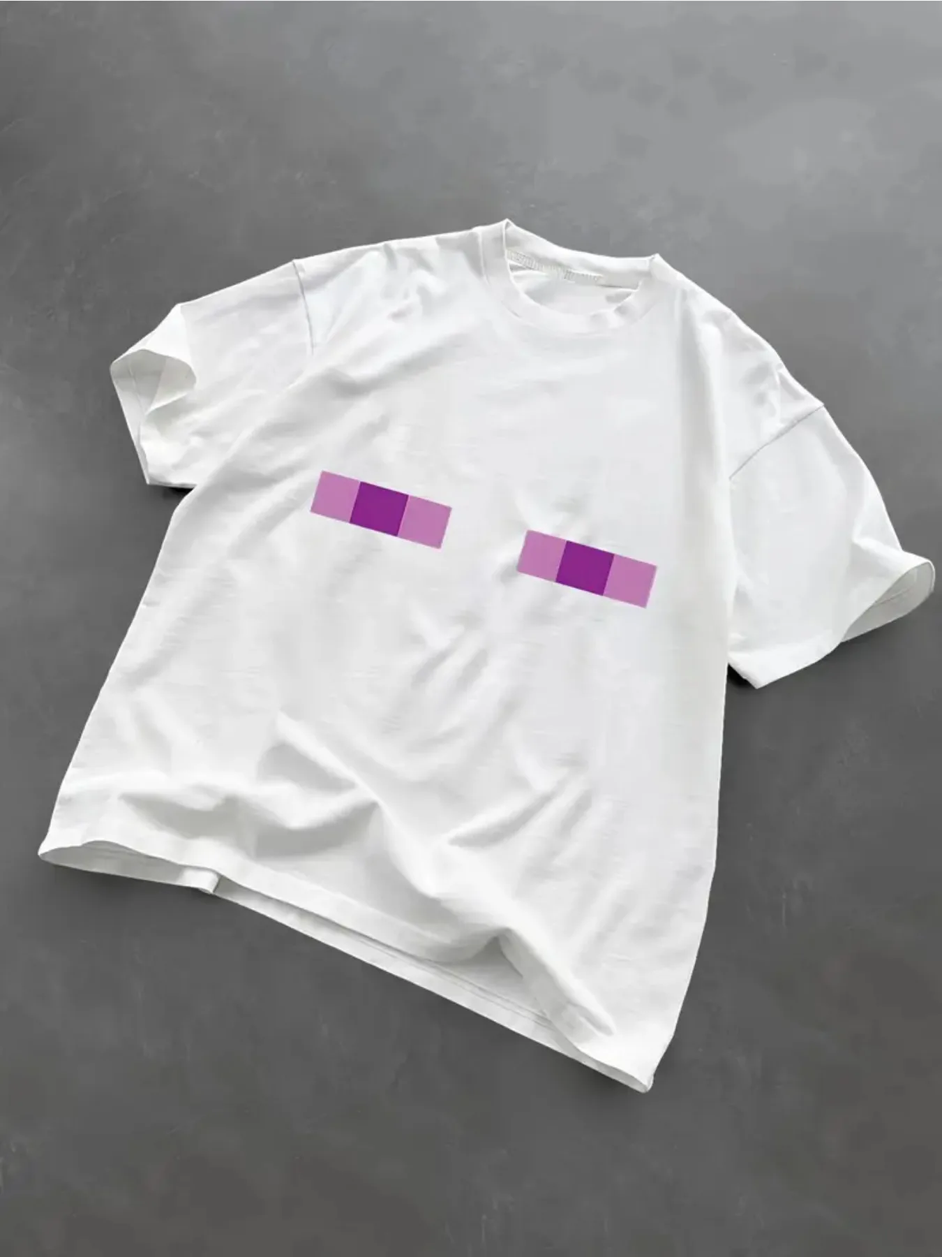 Pixel Art Abstract Color Block Design T-Shirt Vintage Y2k Design Game Style Tops Tee Men's Women Streetwear Casual Short Sleeve