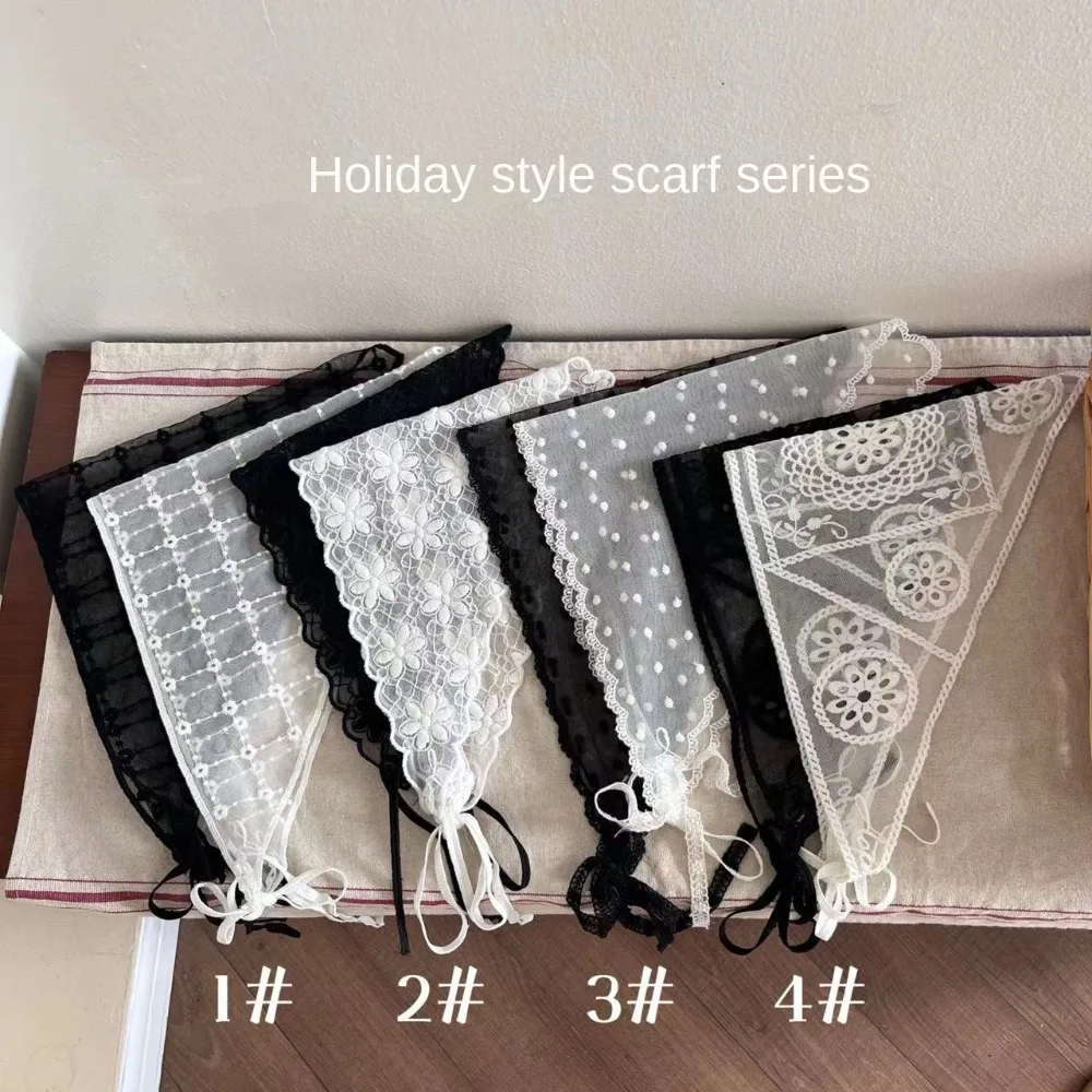 

Милые кружевные ретро кружевные аксессуары для волос, однотонные повязки на голову для женщин, бандана для волос с принтом