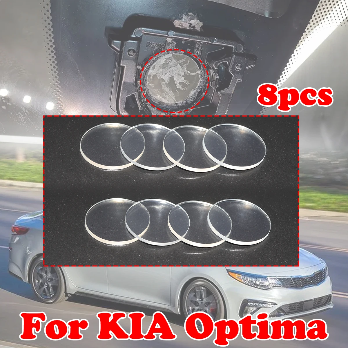 

8X Rain Light Sensor Gel Pad For KIA Optima NIRO RIO STONIC Adhesive Film Silicone Cushion Windscreen Chip Multi-Purpose Tape