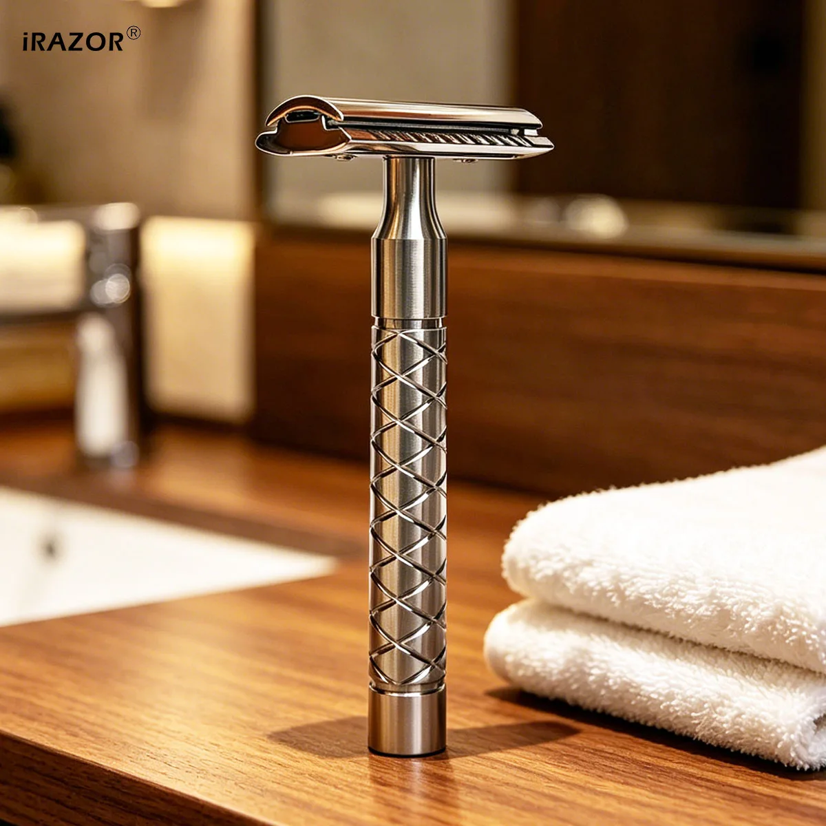 iRAZOR 2026 Double Edge Safety Razor 316 Stanless Steel CNC Carved Clsssic Manual Shaver for Men & Women Ideal Father's Day Gift