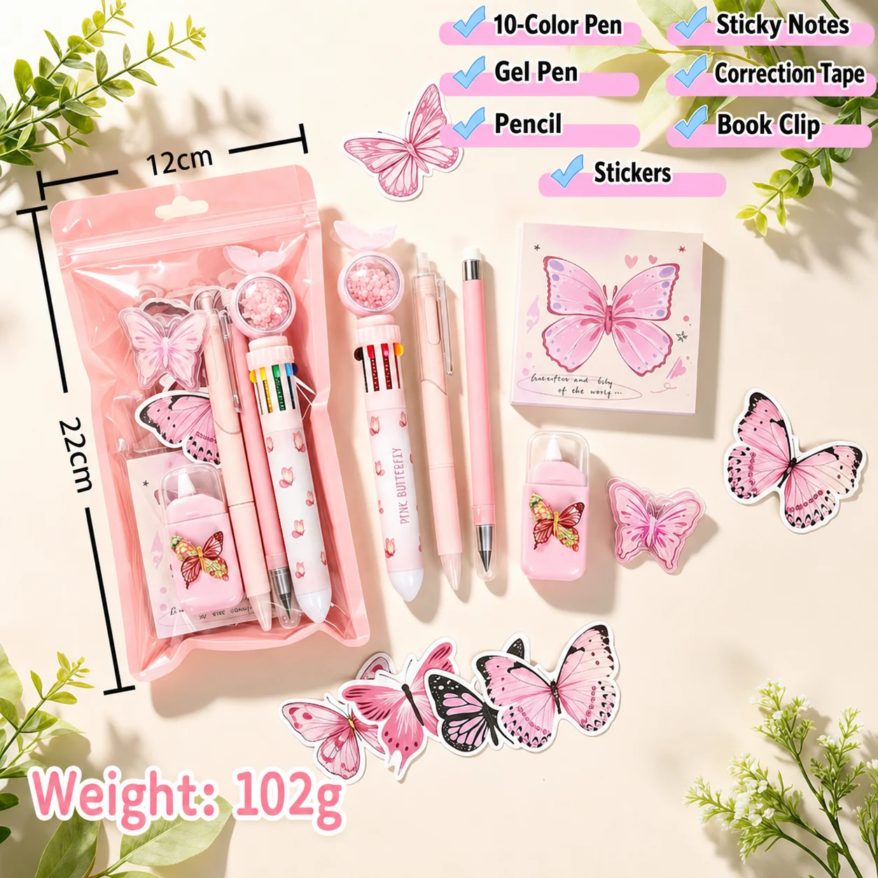Multi Piece Stationery Set Macaron Color Butterfly Stationery Set Butterfly Themed Stationery Kit Butterfly Themed For Students