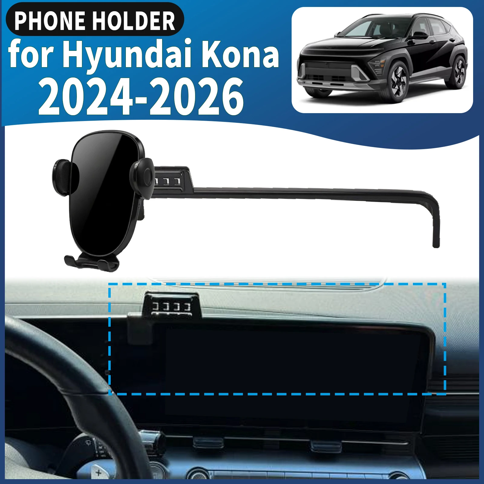 for Hyundai Kona 2024 2025 2026 Car Phone Holder Mount Vehicle-Specific GPS Navigation Easy Installation accessoires
