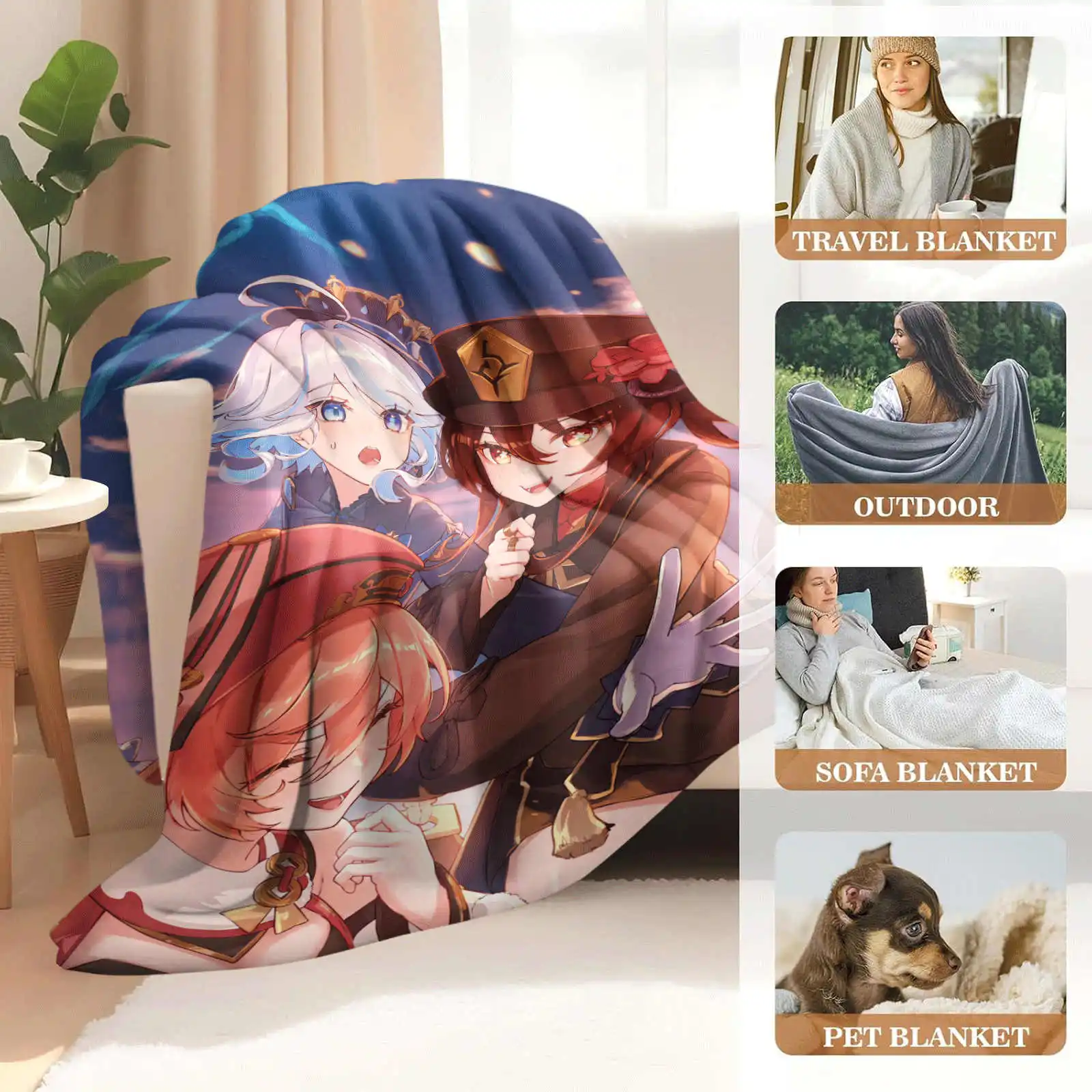 جينشين إمباكت هو تاو بطانية من الفلانيل جودة لينة دافئة رمي بطانية الشتاء الاطفال الأريكة السرير رقيق المفرش #2