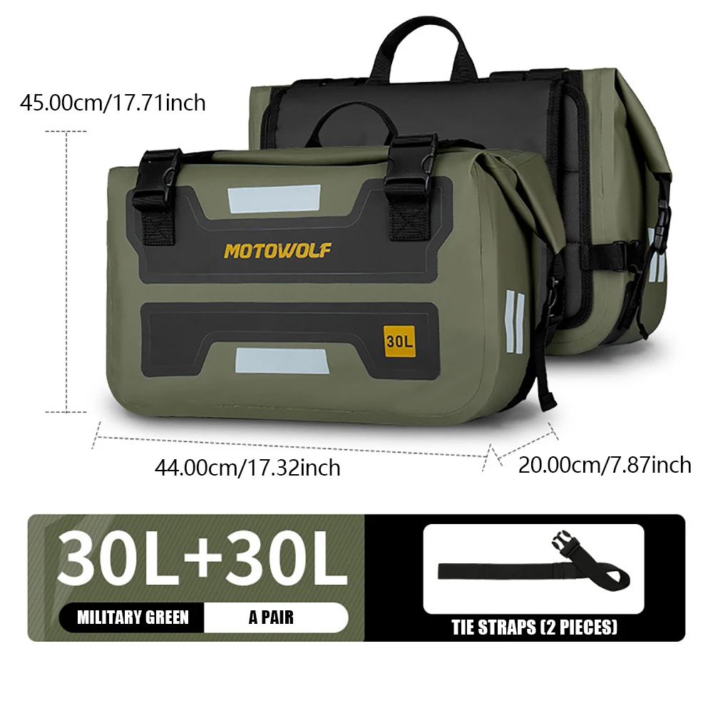 2x 30L Waterproof Motorcycle Tail Saddle Bag Panniers Storage Roll Bag Universal Travel Luggage Side Bags For Harley Honda BMW