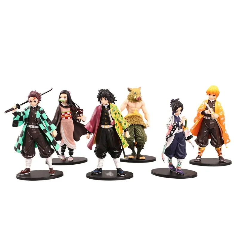 

6pcs/lot Anime Demon Slayer Figure Kamado Tanjirou Nezuko Action Figures Inosuke Kimetsu No Yaiba PVC Model kids gift Toys