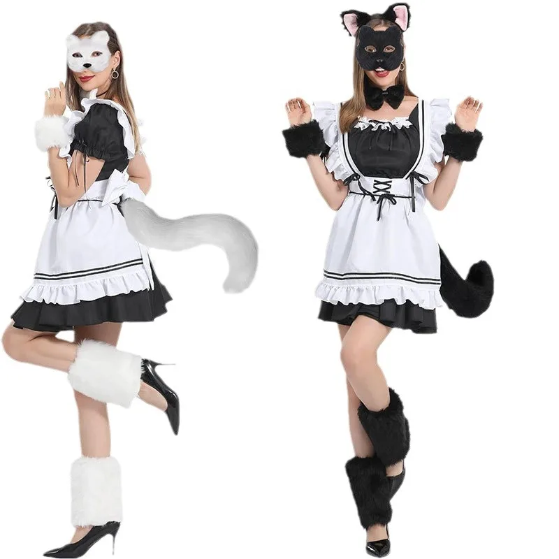 مجموعة إكسسوارات قناع نسائي صناعي لعيد الميلاد والهالوين لعام 2024 وذيل الساقين