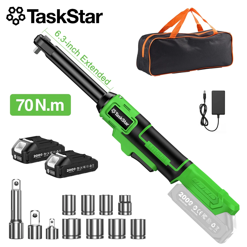 

Аккумуляторный угловой гайковерт TaskStar 21В, 70Нм, 3/8 дюйма, для снятия гаек, с аккумулятором 2.0Ач и 7 насадками