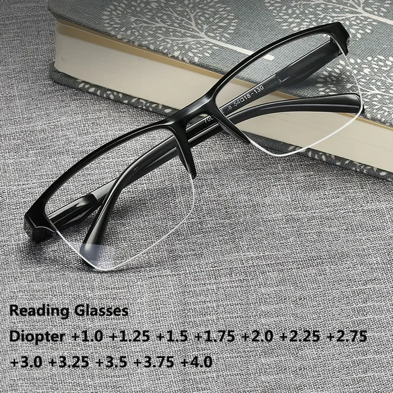 Half Frame Ultralight Reading Glasses Women Men Unisex Presbyopia Eyeglasses with Diopter +1.0 1.25 1.5 1.75 2.0 2.5 2.25 To 4.0