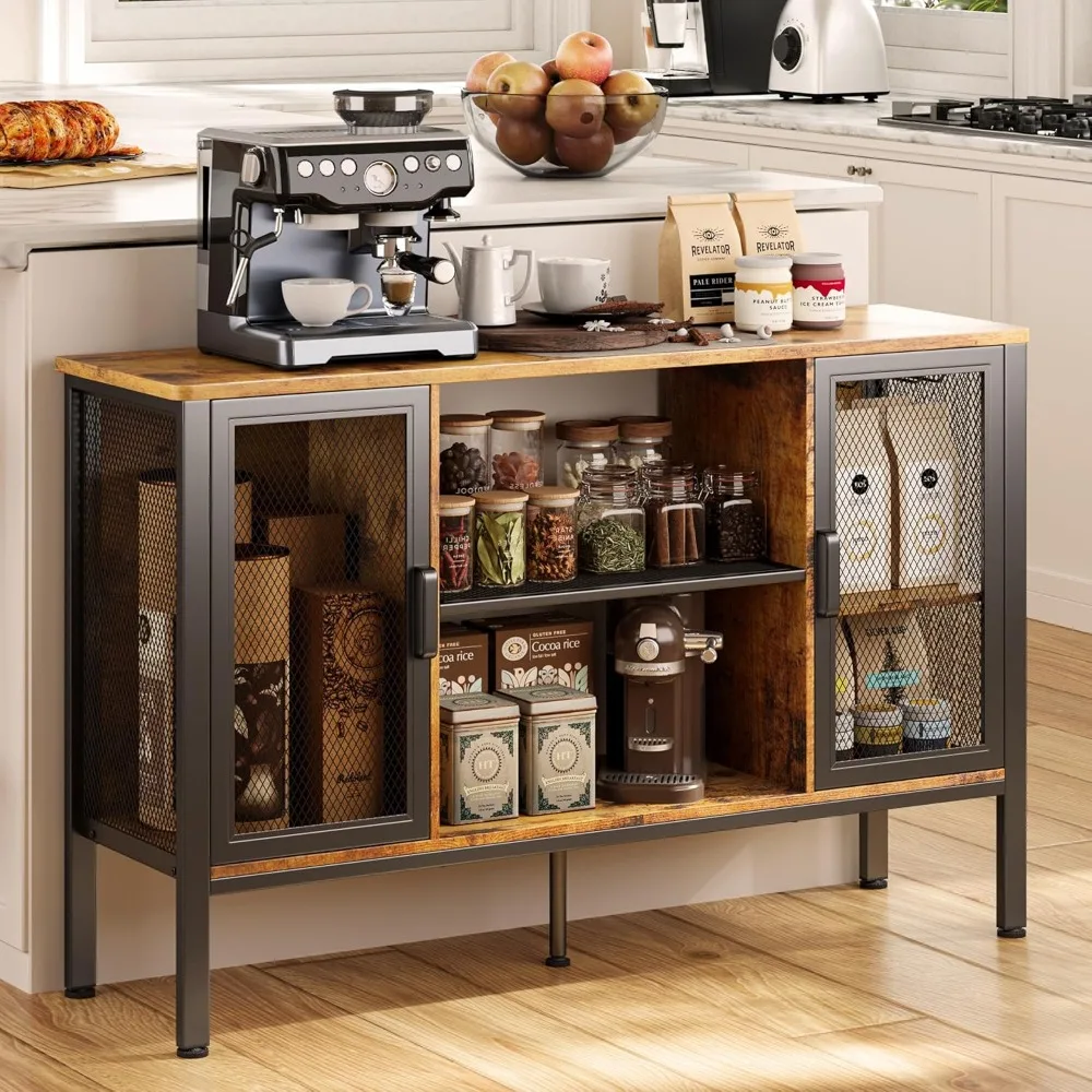 Small Coffee Bar Cabinet with Storage, Farmhouse Sideboard Buffet Cabinet and Wood Wine Cabinet for Kitchen Living Room