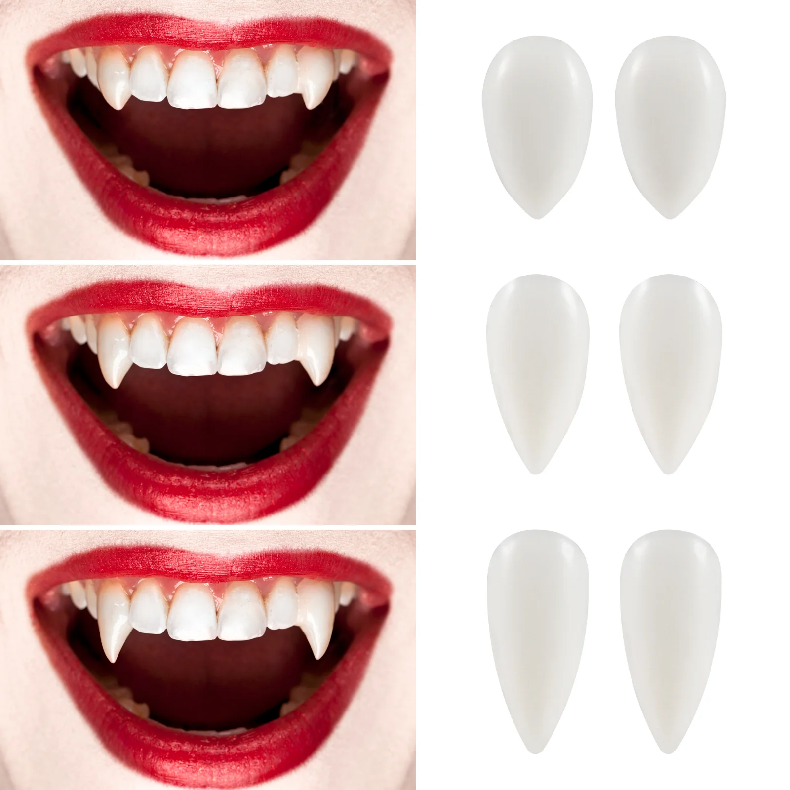 3 Pairs Vampire Fangs for Adults Halloween Teeth Fake Cosplay Accessories Kids Child