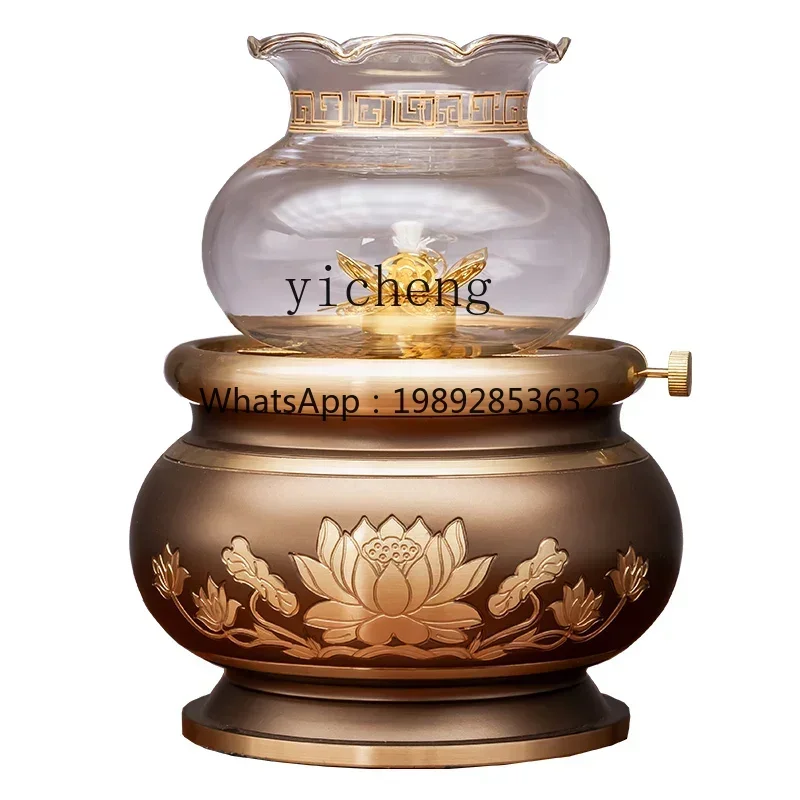BJ  pure copper Guanyin Bodhisattva butter lamp, everbright lamp, lotus Buddha