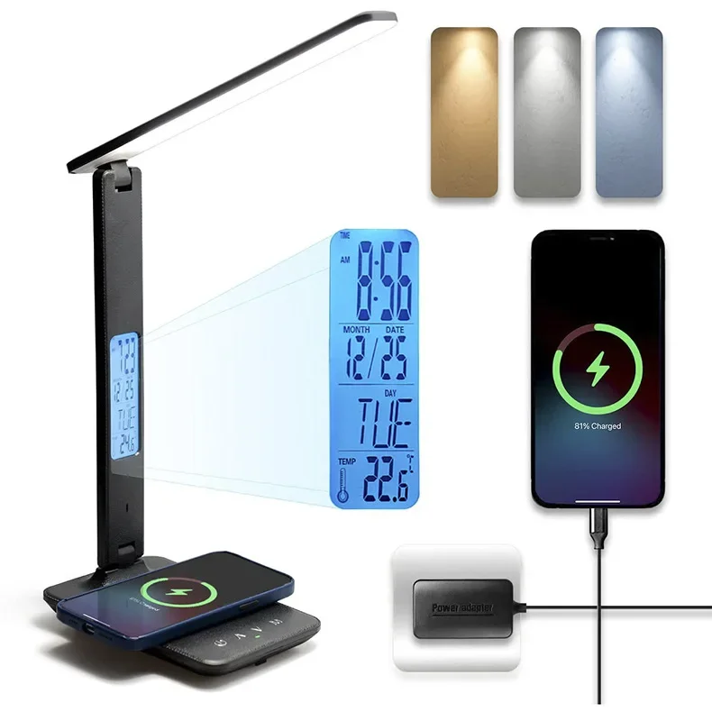 

LED Table Lamp Eye Protection Students Learn Special Lamp Bedroom Bedside Wireless Charging Perpetual Calendar Table Lamp