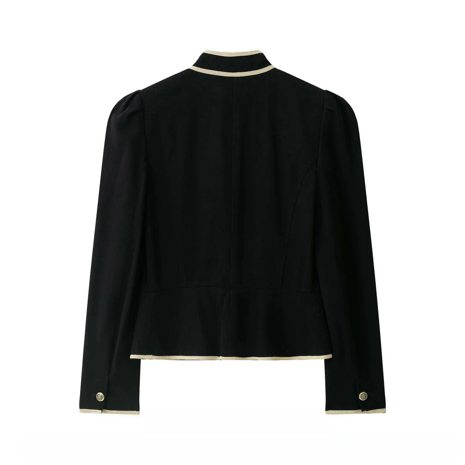 Fashionable Long Sleeve Stand Collar Color Block Trim Suit Jacket Women's New Arrival Autumn 2026 Standard Fit Short Coat
