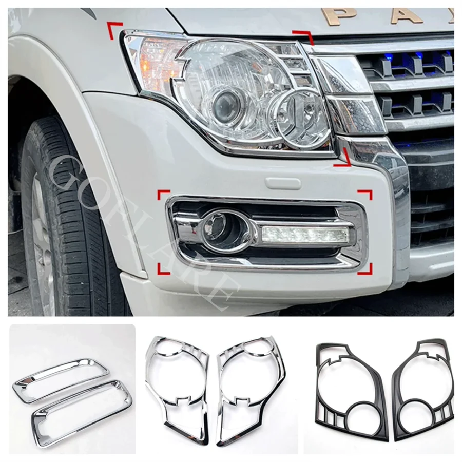 

Front Headlamp Decoration Cover Car Accessories Fit For 2007 -2020 Mitsubishi Pajero 4 V93 V97 V87 Front Fog Light Lamp Cover