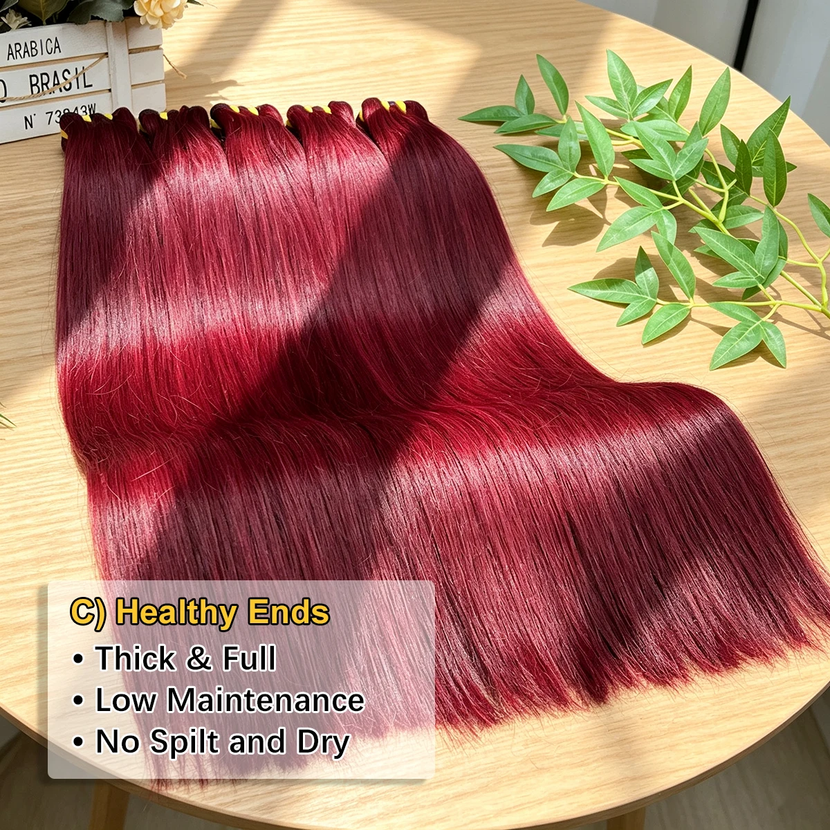 30 Zoll 99J Burgunderrote, glatte Echthaar-Bündel, weinrot, 100 % vietnamesisches, unbehandeltes Haar, gefärbtes Haar zum Einweben für schwarze Frauen. – Detail 5