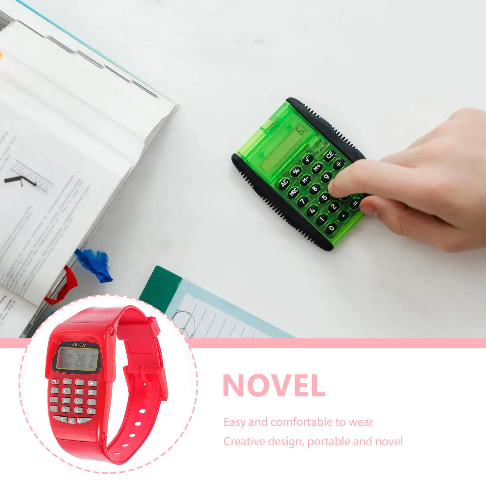 Reloj con calculadora para niños, reloj de pulsera con cálculo portátil, duradero, aprendizaje de matemáticas, regalo de cumpleaños, color naranja, 2 uds.