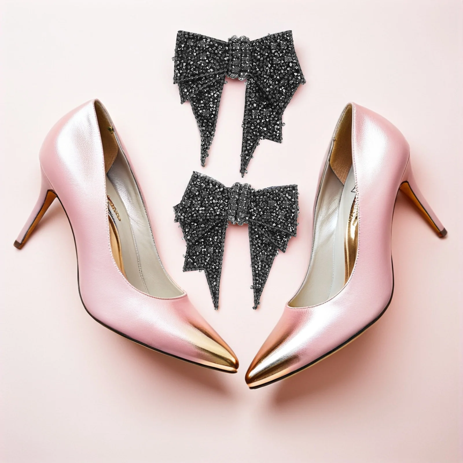 

2Pcs Bowknot Rhinestone Shoe Charms DIY Sparkling Decorative Shoe Clips for Heels Flats Sneakers Party Wedding Daily Use