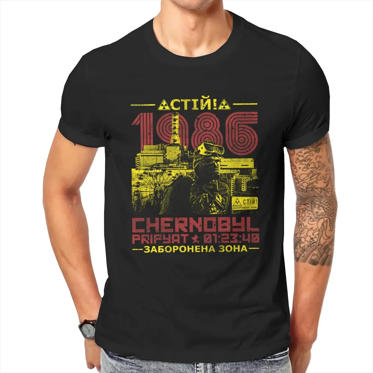 CHERNOBYL 1986 Pripyat Russia monster Scary Horror Valery legasov Boris shcherbina Fukushima T Shirt for men Cotton Printing