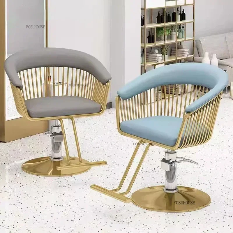 Beauty Salon Professional Chair Simple Stainless Steel Barber Chairs Designer Salon Furniture Luxury Reclining Perm Dyeing Chair