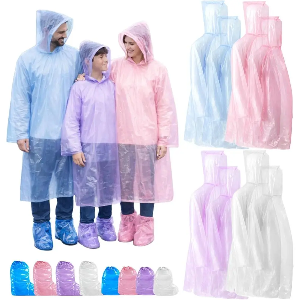 

Набор из 20 одноразовых дождевиков и бахил - легкие, компактные дождевики Ency для путешествий, походов, мероприятий на открытом воздухе, оптом