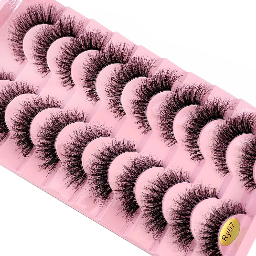 New 10 pairs 3D Mink Eyelashes Invisible Band Lashes Extension Natural False Eyelashes Cross Fairy Faux Big Eye Long Fake Lashes