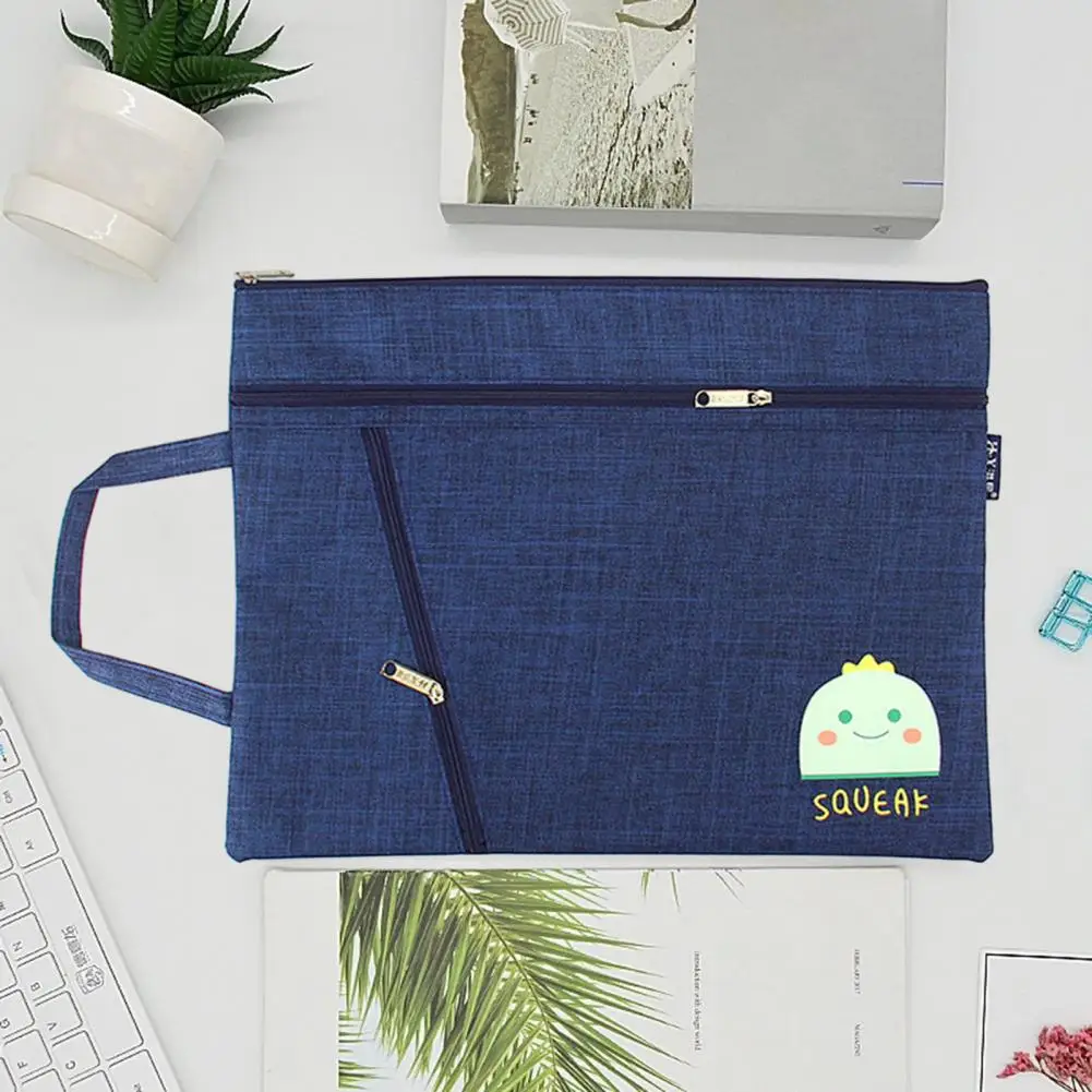 Zipper File Organizer Stylish A4 Canvas File Bags Spacious Portable Multi-layered for Students Professionals File Holder