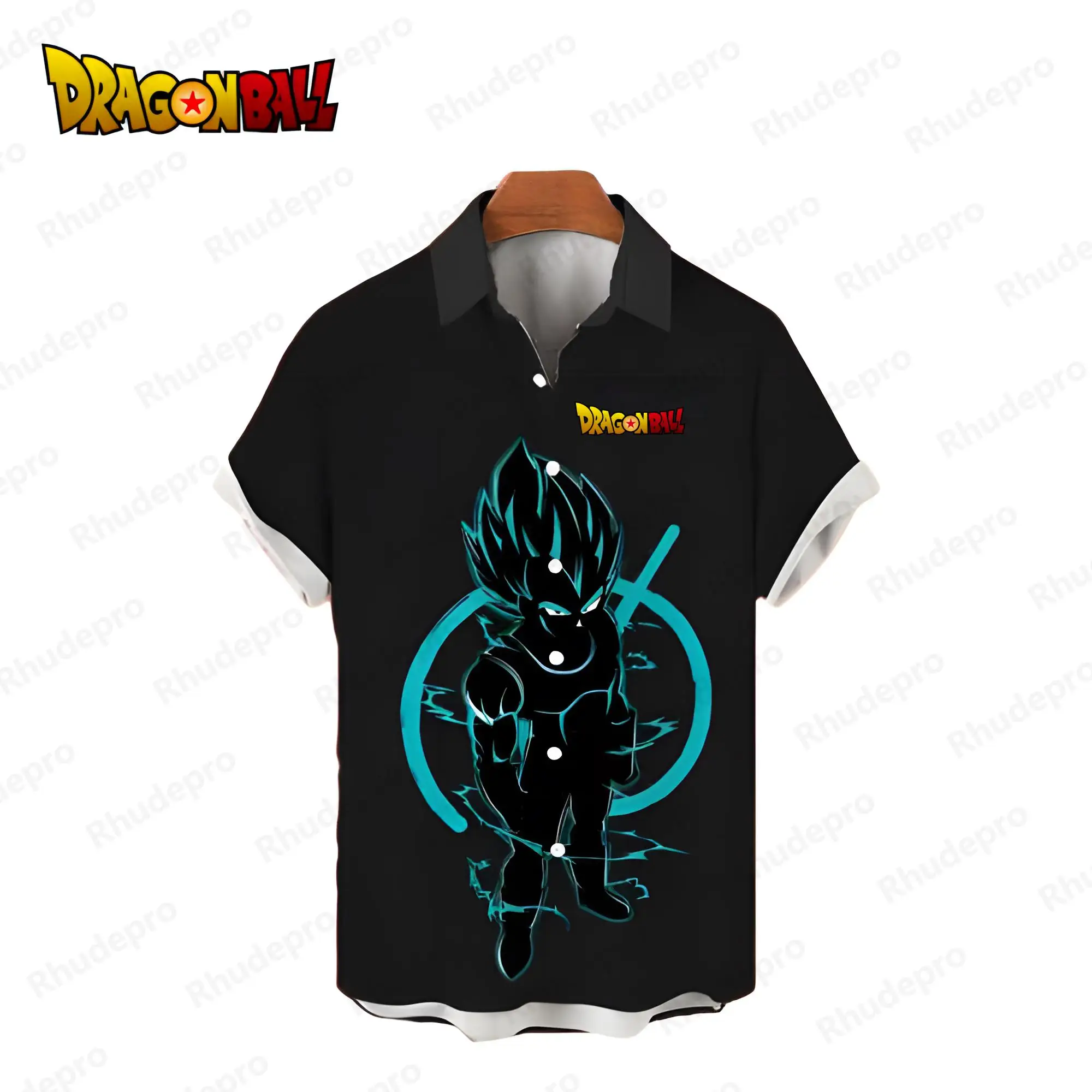 2024 Dragon Ball Z Men\'s Shirts Vegeta Y2k Fashion Super Saiya Anime Social Shirt Beach Style Short Sleeve Streetwear Tops