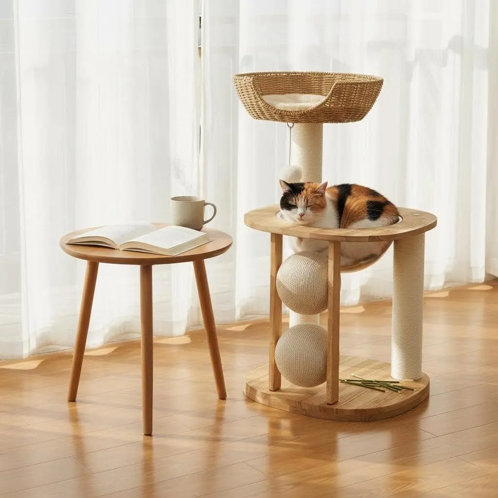 

Cat climbing frame Cat tree integrated climbing frame Solid wood cat nest Cat scratching board Indoor to relieve boredom