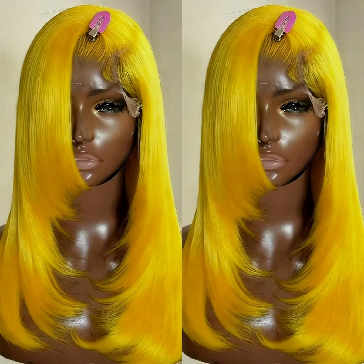 

Желтый прямой парик с кружевной передней частью из натуральных волос, 13x4 HD, плотность 200%, для повседневного ношения