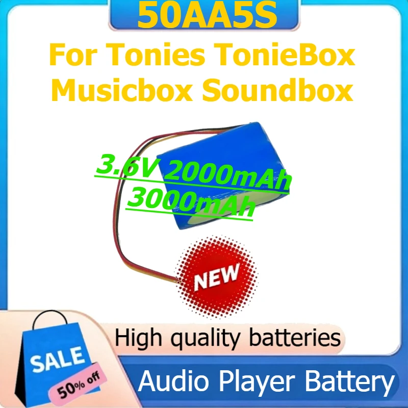 

50AA5S Digital Battery for Tonies TonieBox Musicbox Soundbox Audio Player Battery 3.6V 2000mAh 3000mAh