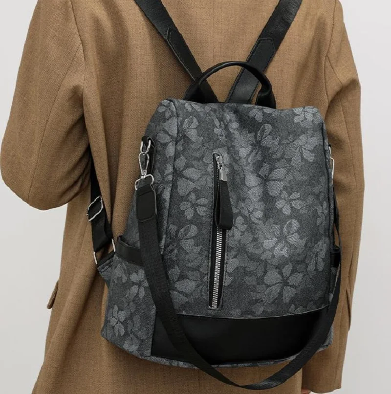 New Korean Fashion Pinted Soft Leather Backpacks Women's Large Capacity Anti Theft Travel Backpack Shoulder Bags Notebook Bag