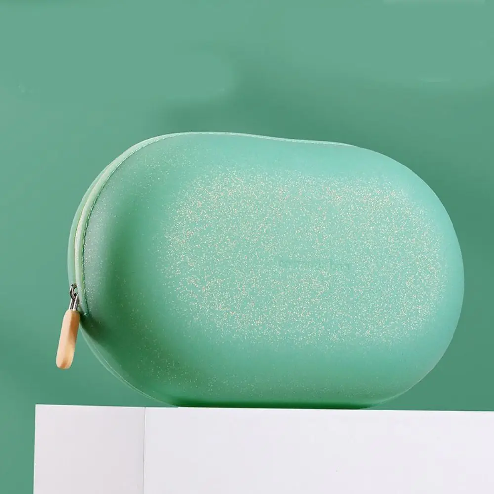Portable Large Capacity Silicone Cosmetic Bag Zipper Closure Space Saving Makeup Pouch Soft Waterproof Coin Purse Jewelry