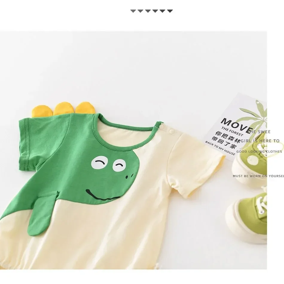 Newborn Onesie Kids Birthday Green Beige Jumpsuit Boys Girls Casual Sleeper Toddler Summer Cotton Romper Short Sleeve One-Piece