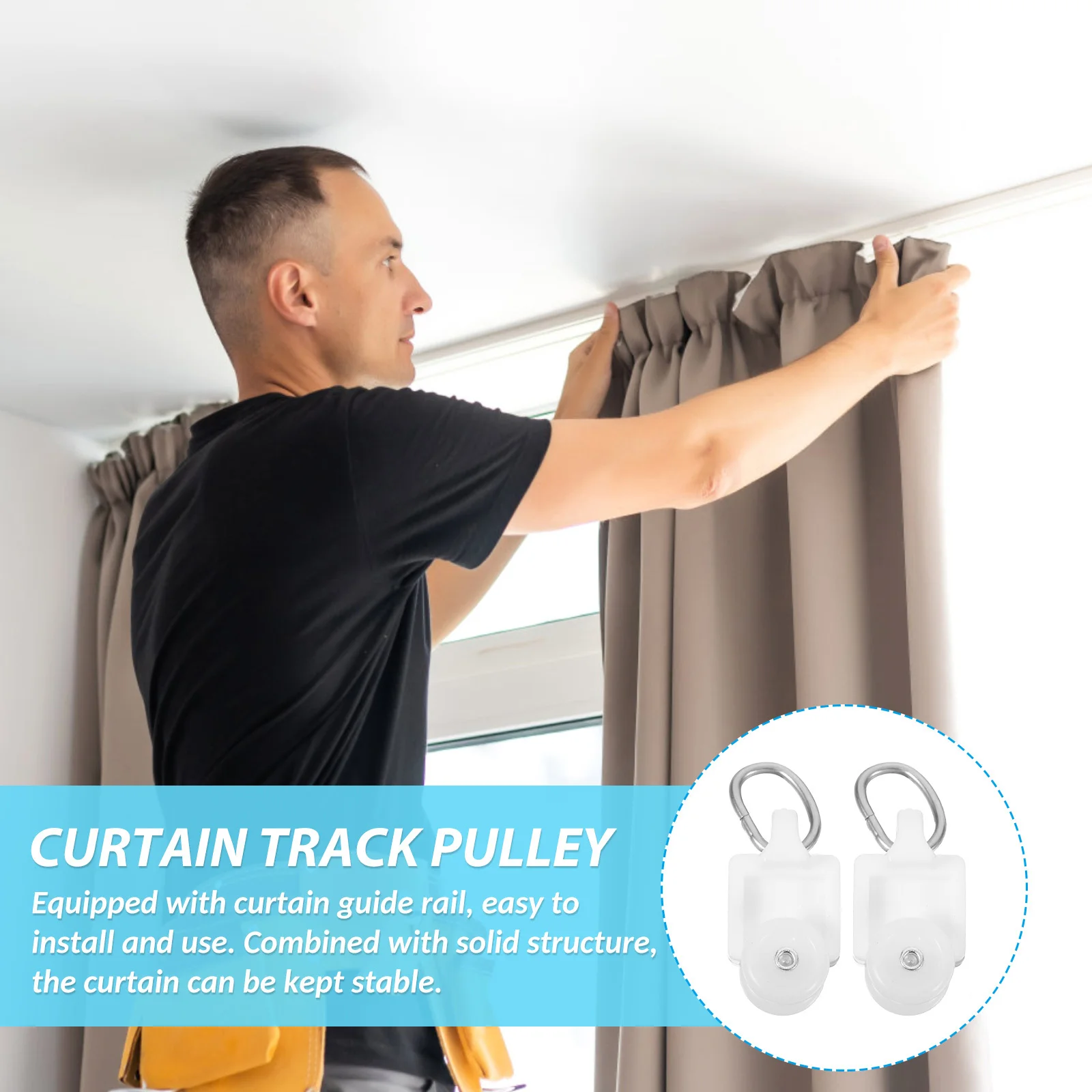 50 قطعة مسار الستار بكرات السنانير L U شكل البلاستيك الأبيض كتم عجلة طائرة شراعية ل فواصل الغرف ويندوز دش الستار السنانير #1