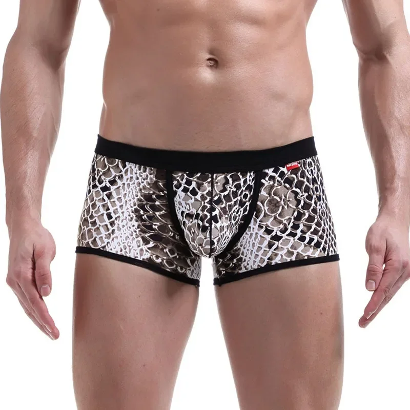 Boxer respirant pour hommes, sous-vêtements masculins, short U convexe, entrejambe, marée sexy, imprimé CamSolomon, mode