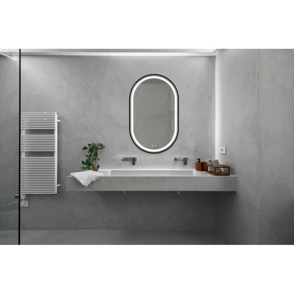 20X32inch Bathroom Led Classy Vanity Mirror with focused backplane,Black aluminum alloy frame,High Lumen,Dimmable Touch