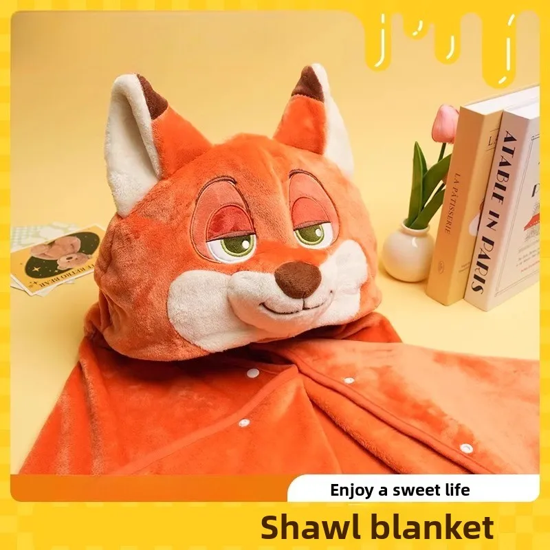 

Cute Cartoon Design Skin-Friendly Breathable Fabric Hooded Shoulder Protection Summer AC Room Warmth Judy Nick Nap Shawl 2025